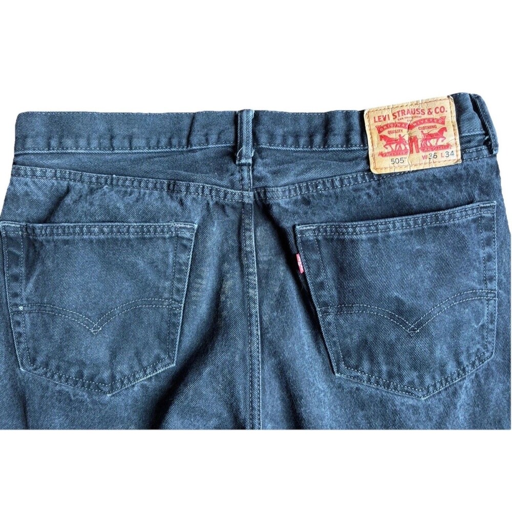 Levi’s 505 Jeans Men’s 36x34 Black Regular Fit Straight Leg Denim Red Tab